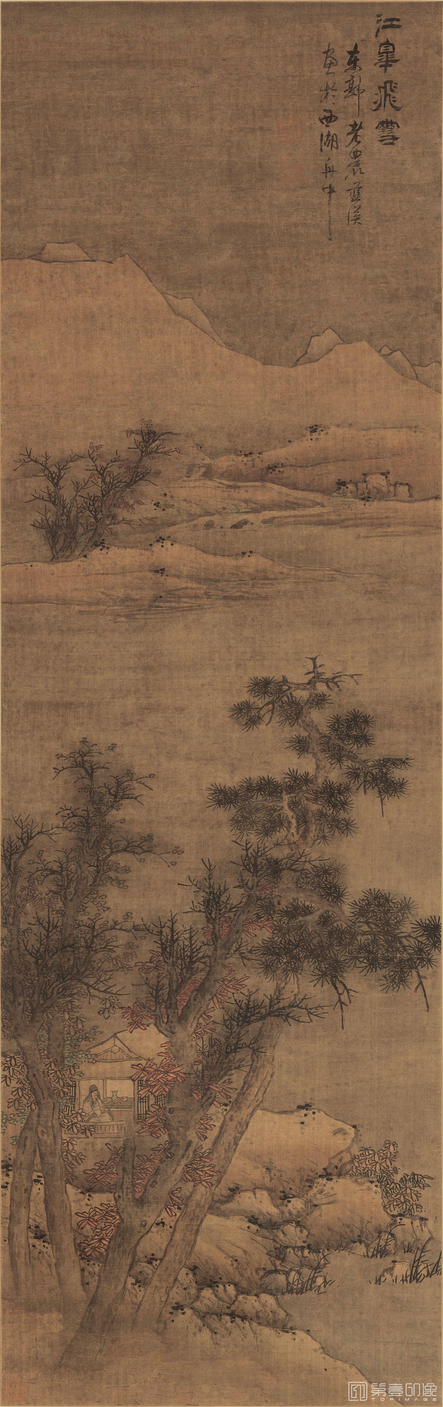 国画-江皋飞雪图立轴-148x46.7