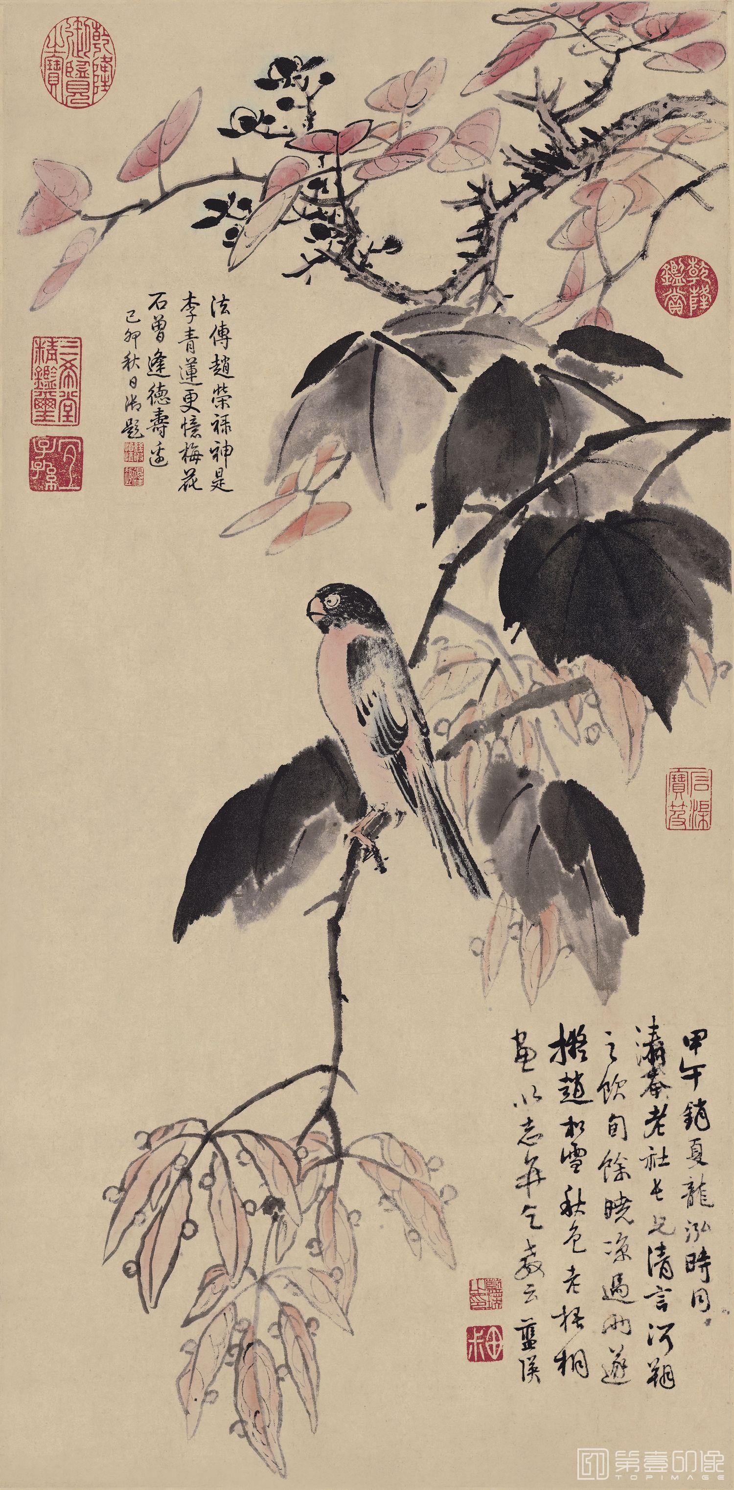 国画-秋色梧桐图-65X32