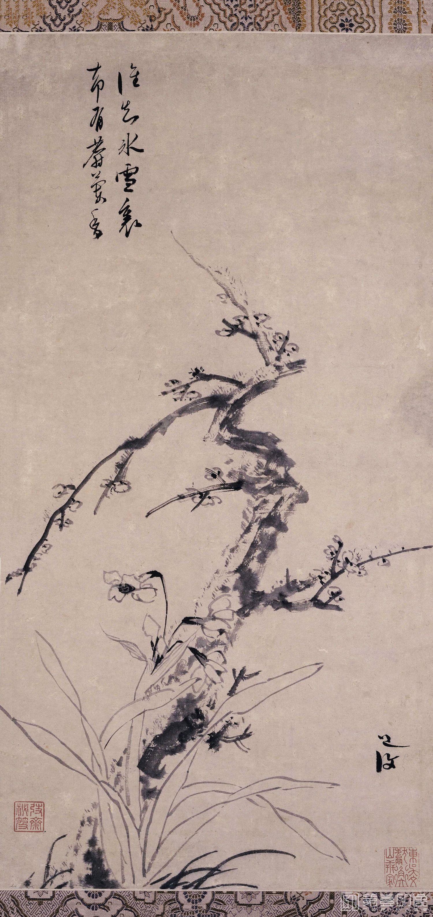 国画-梅花水仙图轴-72.8x35北京