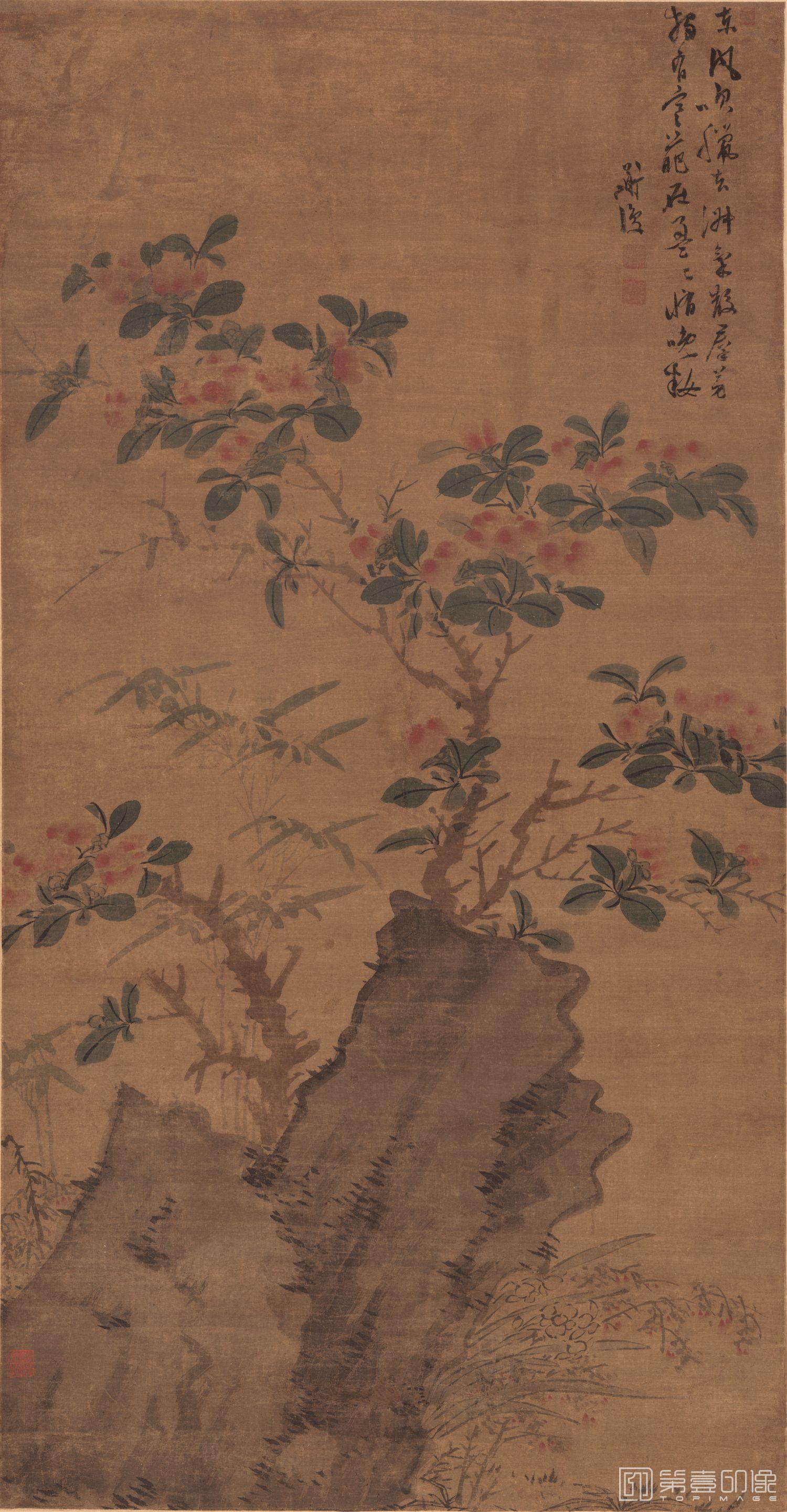 国画-着色花卉图轴-59x113.4
