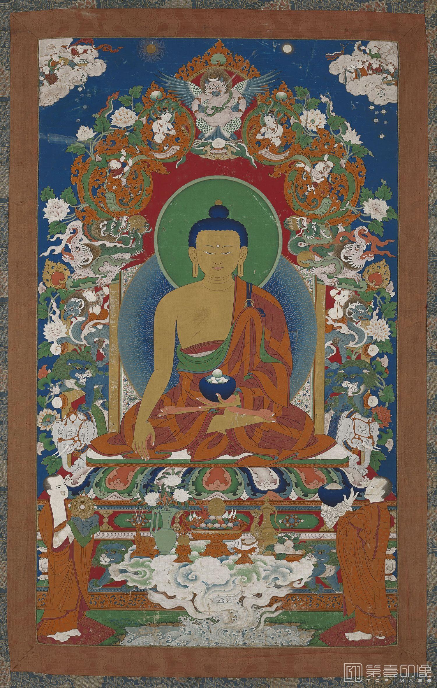 壁画-未知年代-西藏唐卡-佛陀像立轴-126x80