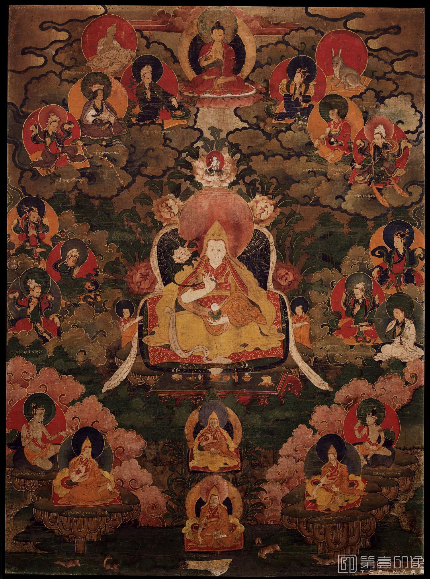壁画-未知年代-西藏唐卡-第七达赖喇嘛像立轴-61x83
