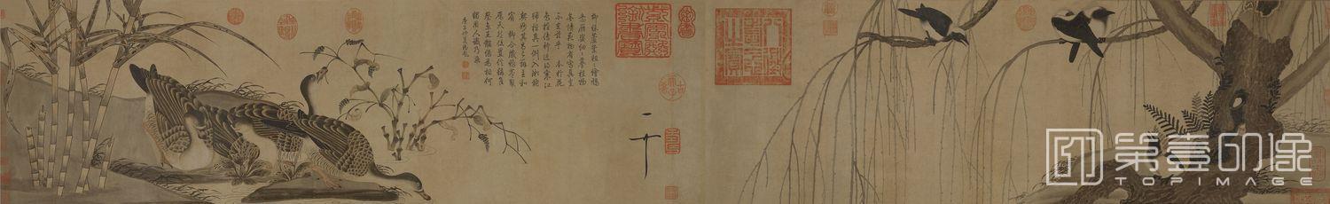 国画-柳鸦芦雁图