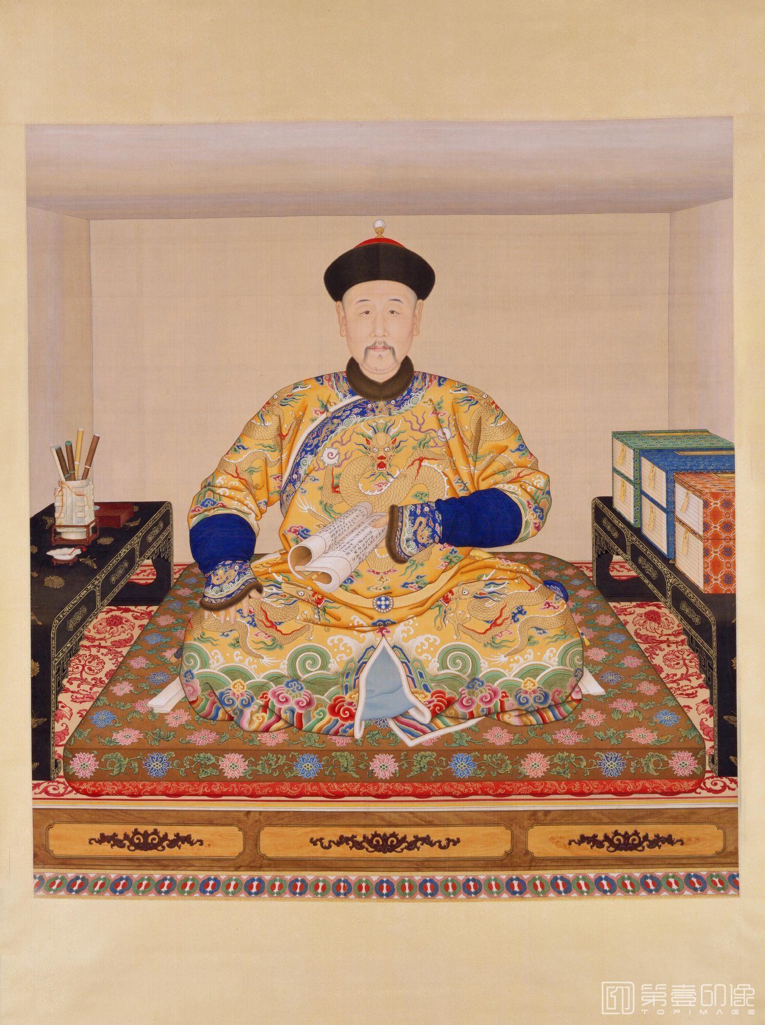 国画-雍正帝读书像轴