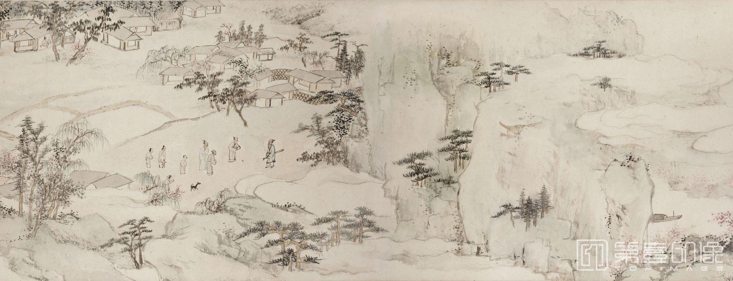国画-桃园图-33x88