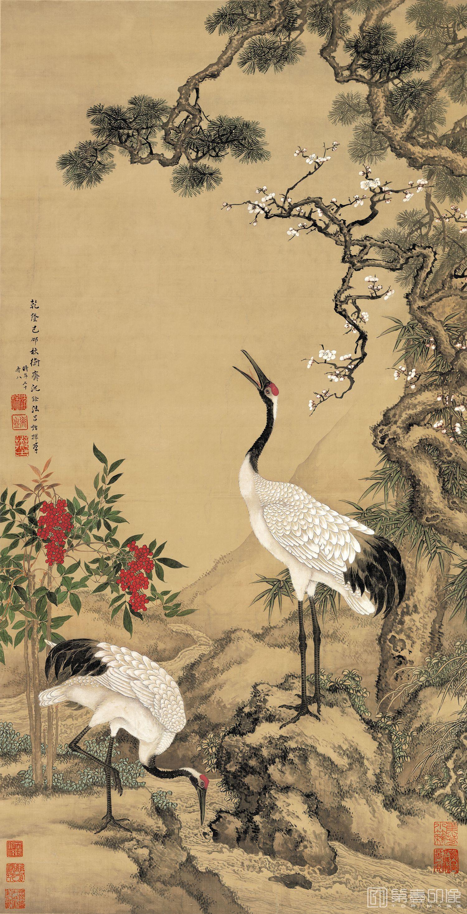 国画-松梅双鹤图-191x98.3