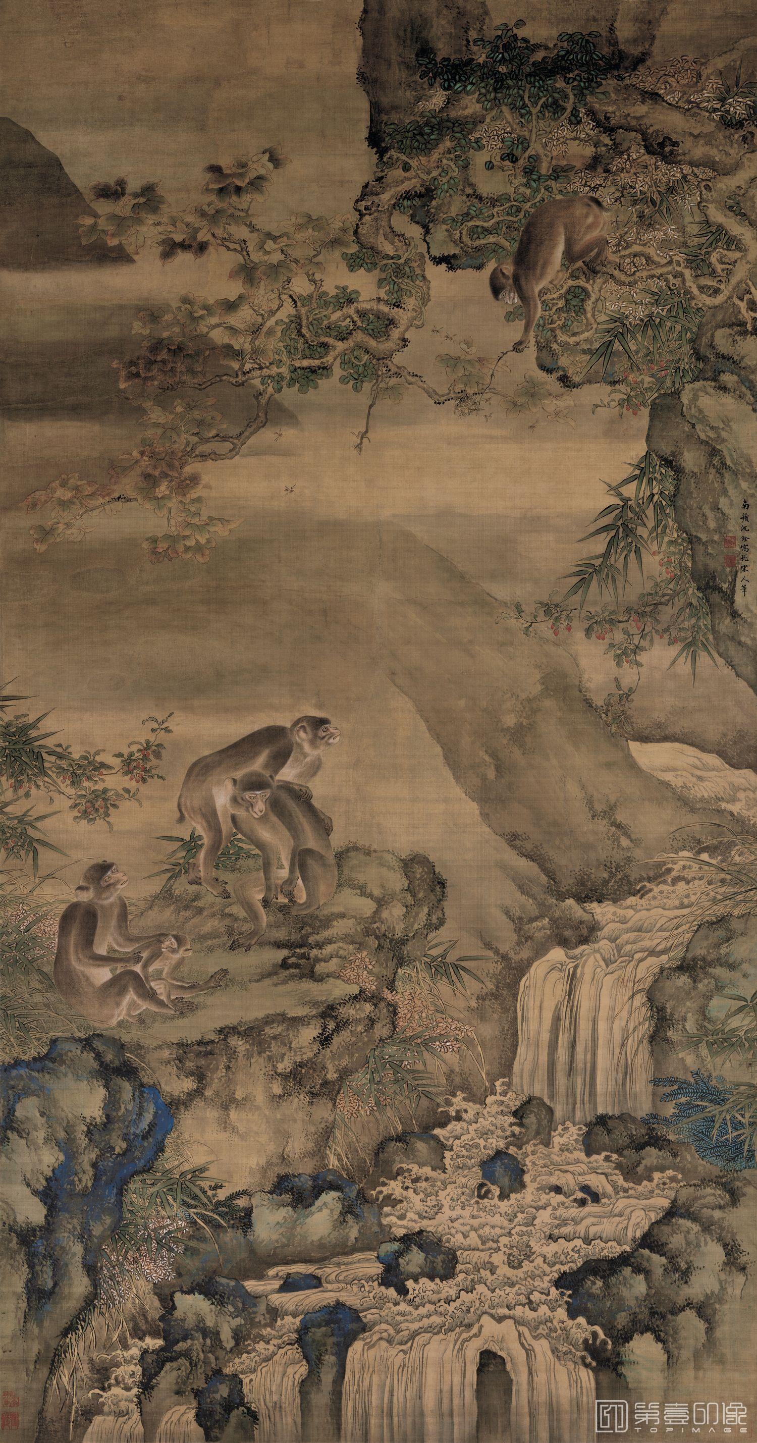 国画-蜂猴图-96.6X184