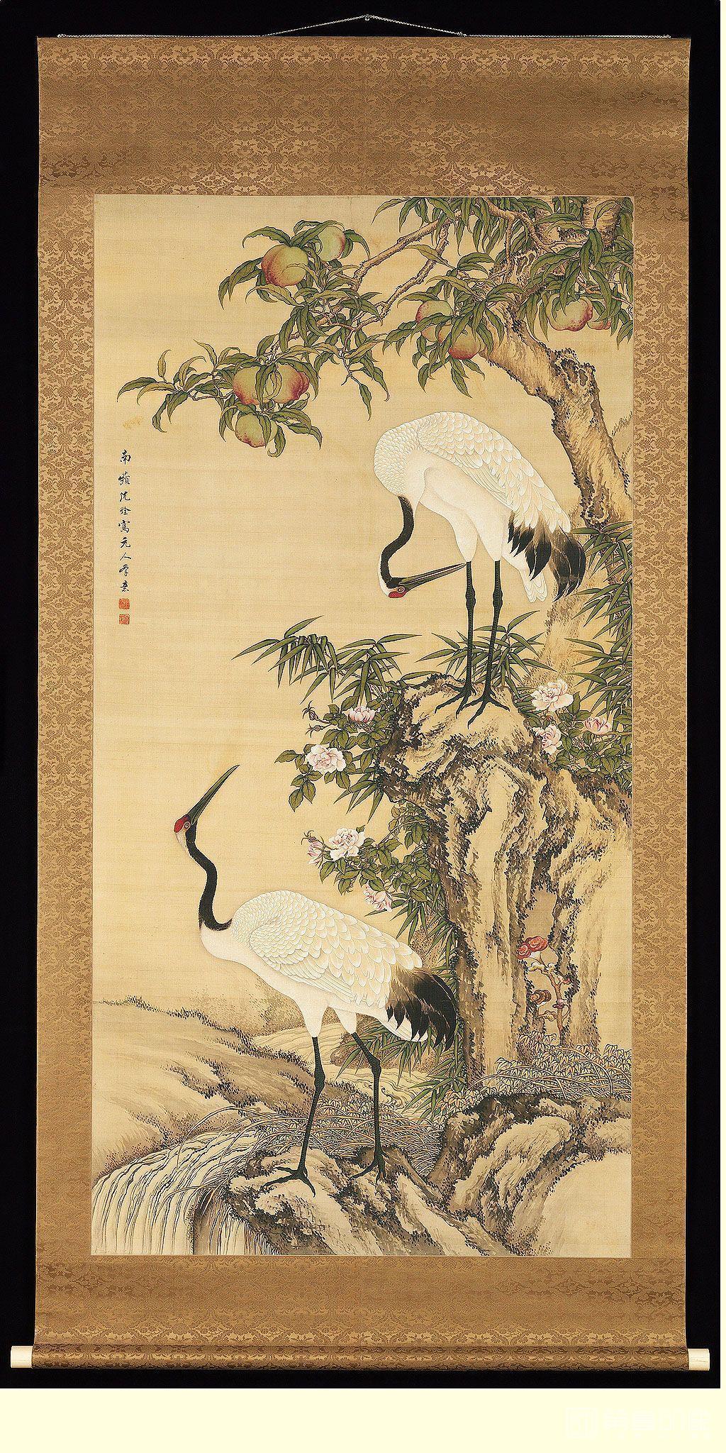 国画-鹤寿富贵图 (装裱)-198.8×101厘米