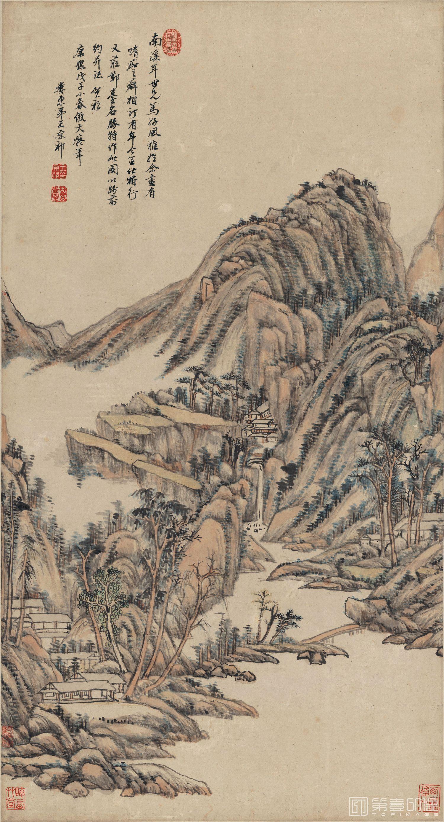 国画-仿大痴山水图-49.3x91.2