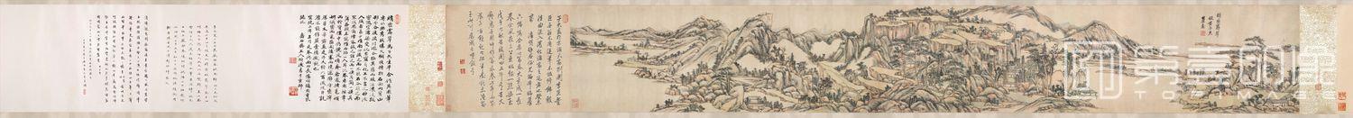 国画-仿黄子久晴峦霁翠卷 (暖色版)-37.5x267