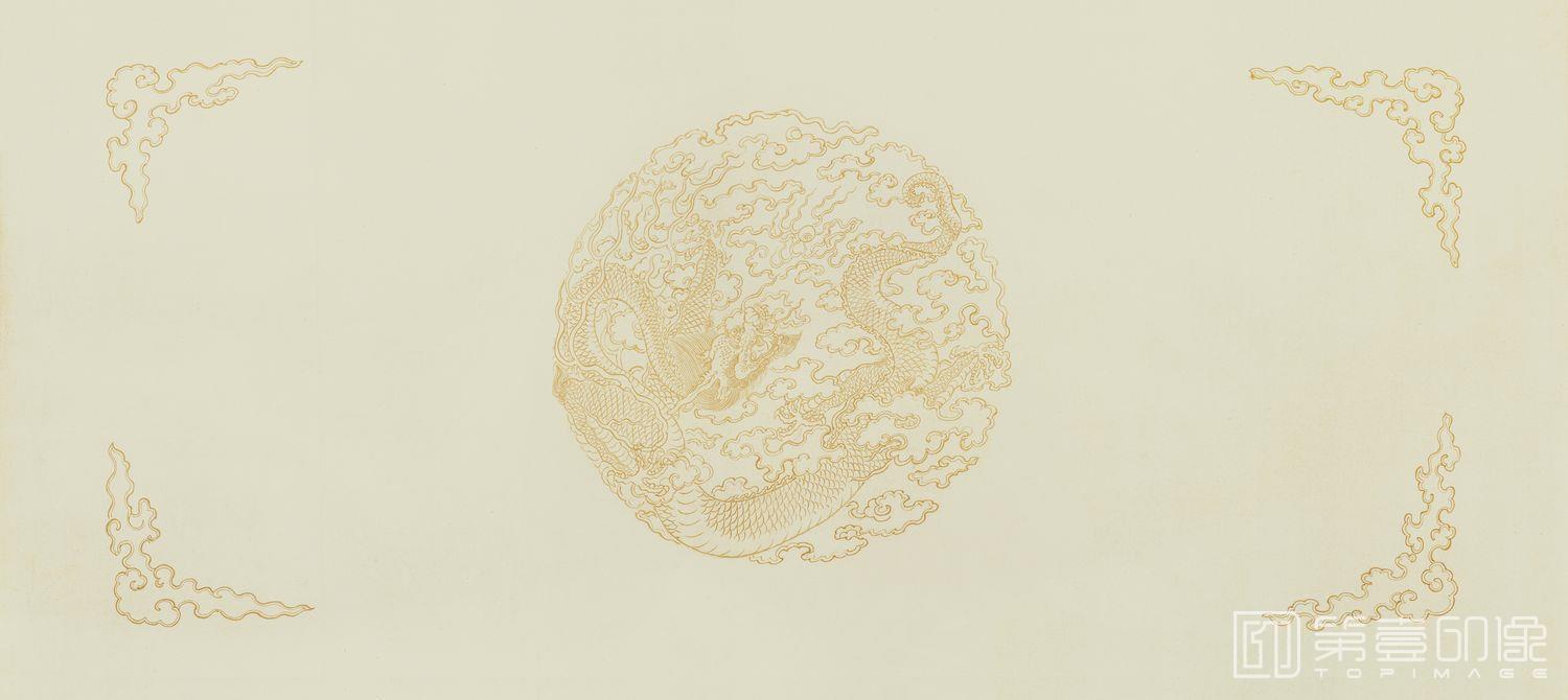 国画-西湖十景图卷纸边 (包装素材)-64X143