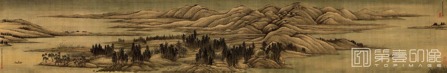 国画-临董源夏景山口待渡图卷