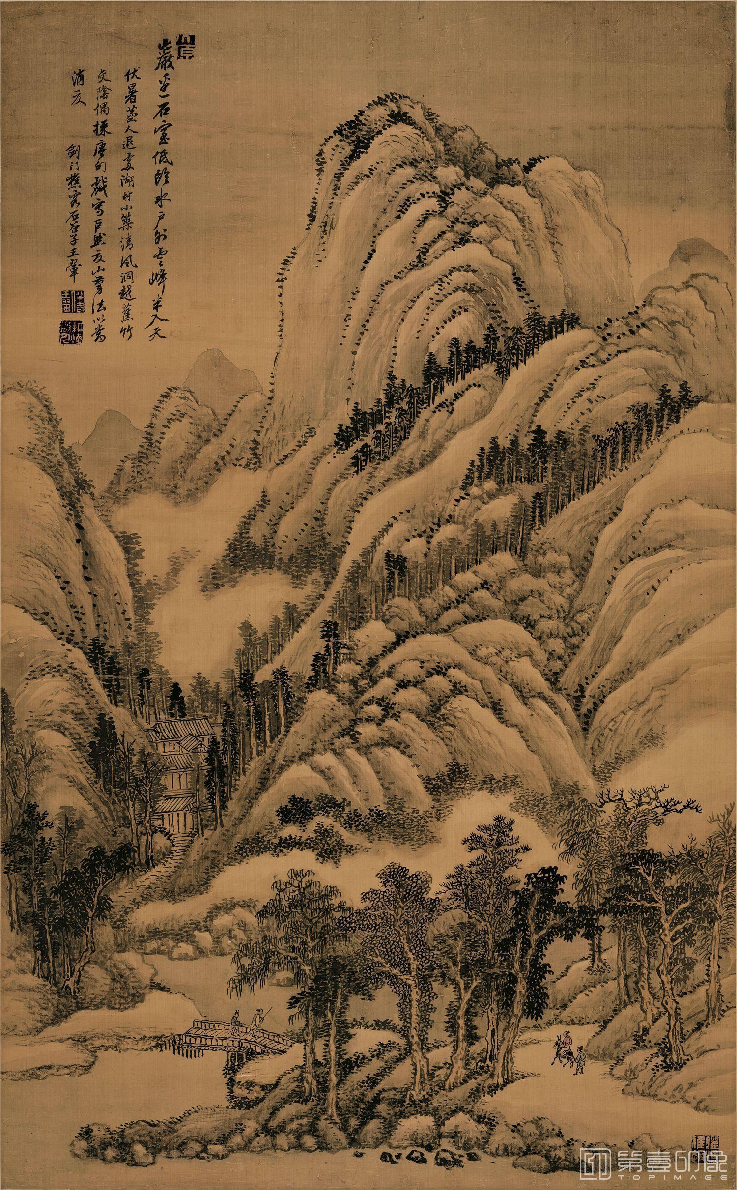 国画-仿巨然夏山水笔法-82.5x51.2