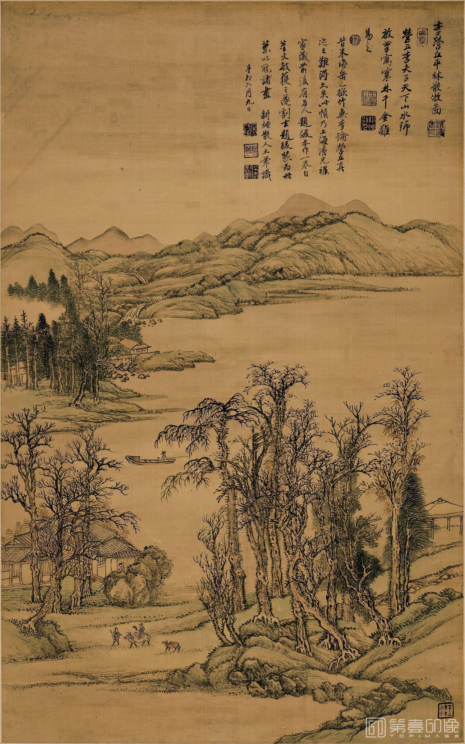 国画-仿李营丘平林散牧-82.5x51.2