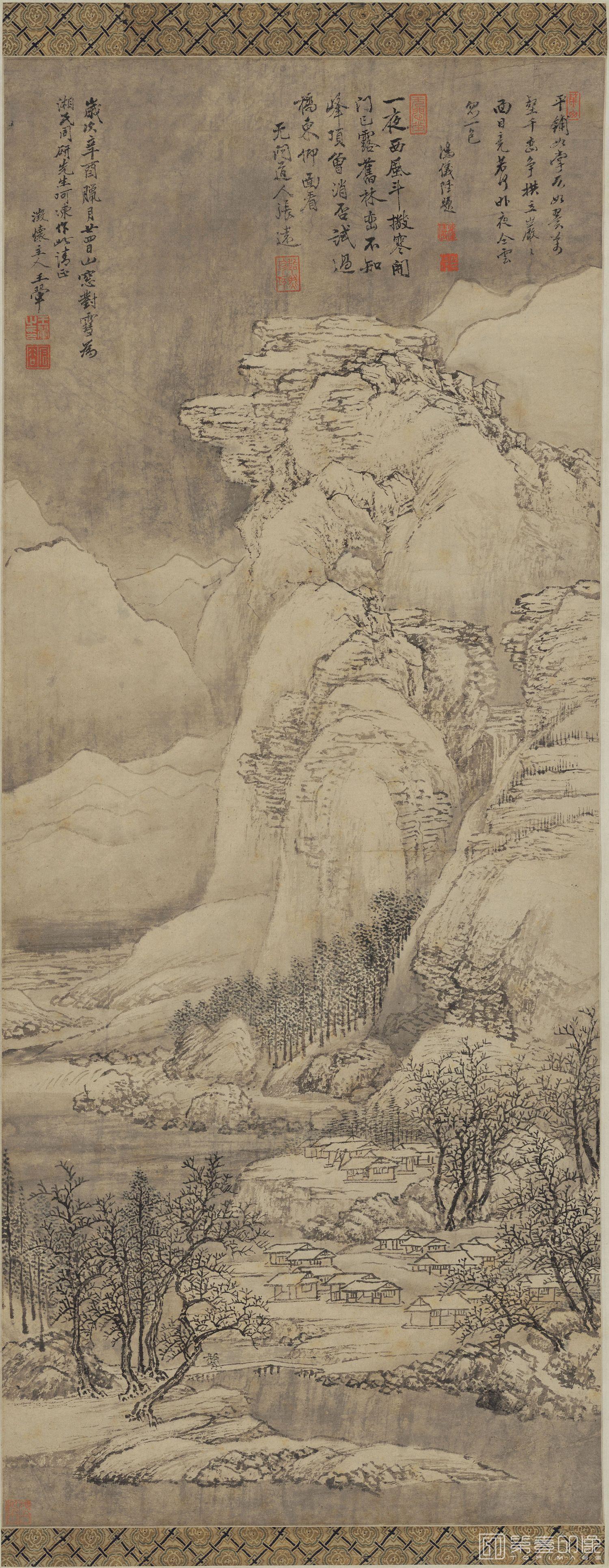 国画-山窗封雪图-34.3x88.4