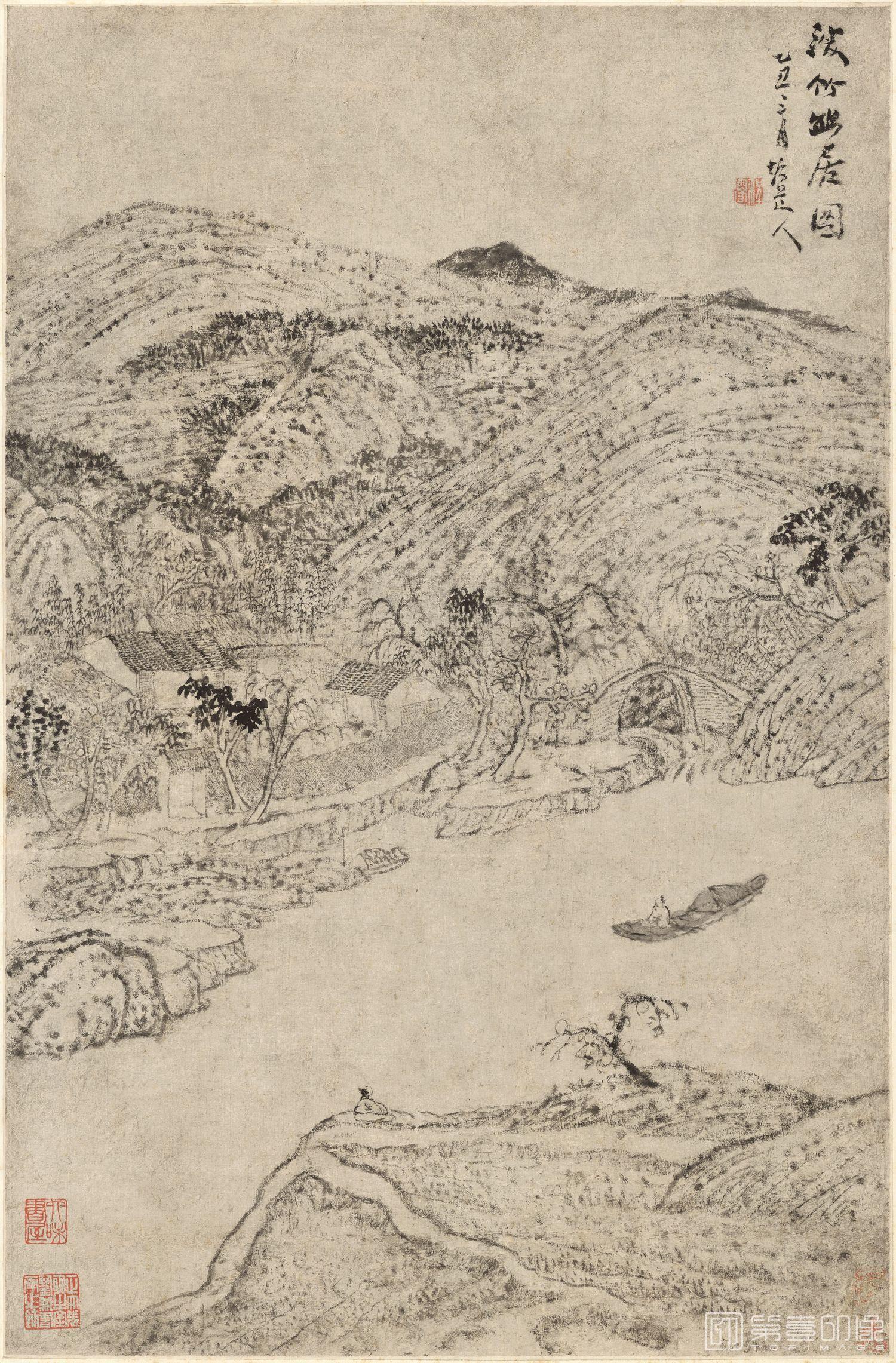 国画-深竹幽居图-43.6x66.3