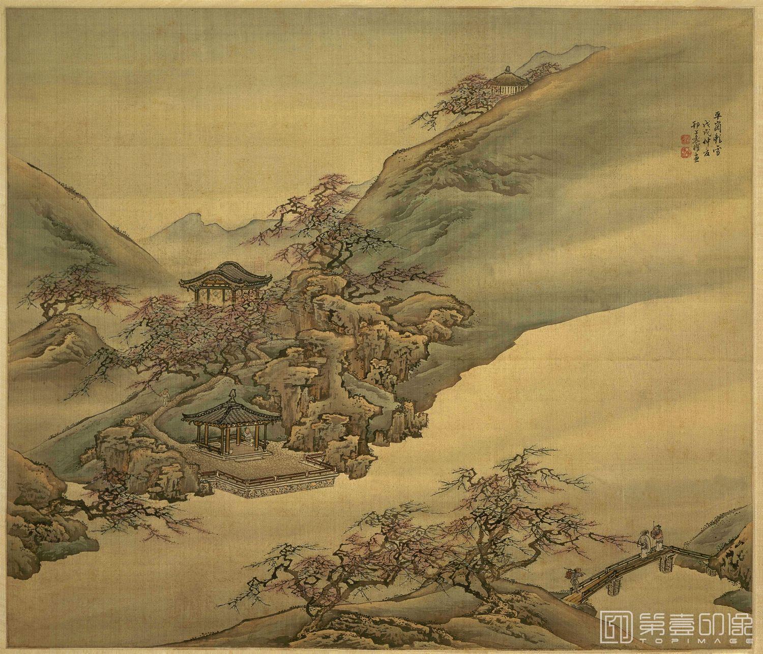 国画-山水四条屏-扬州四景-平岗艳雪-57X66.1