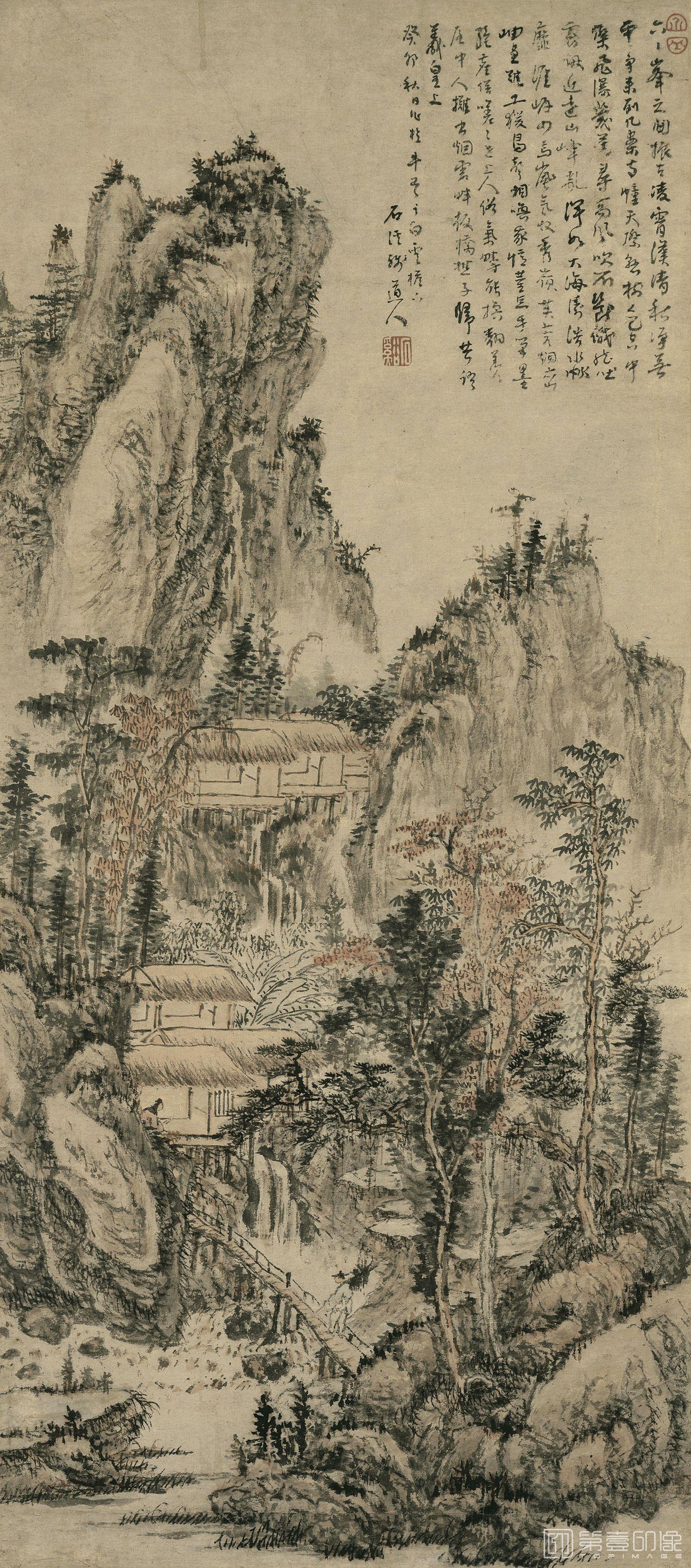 国画-溪山秋雨图-50X113