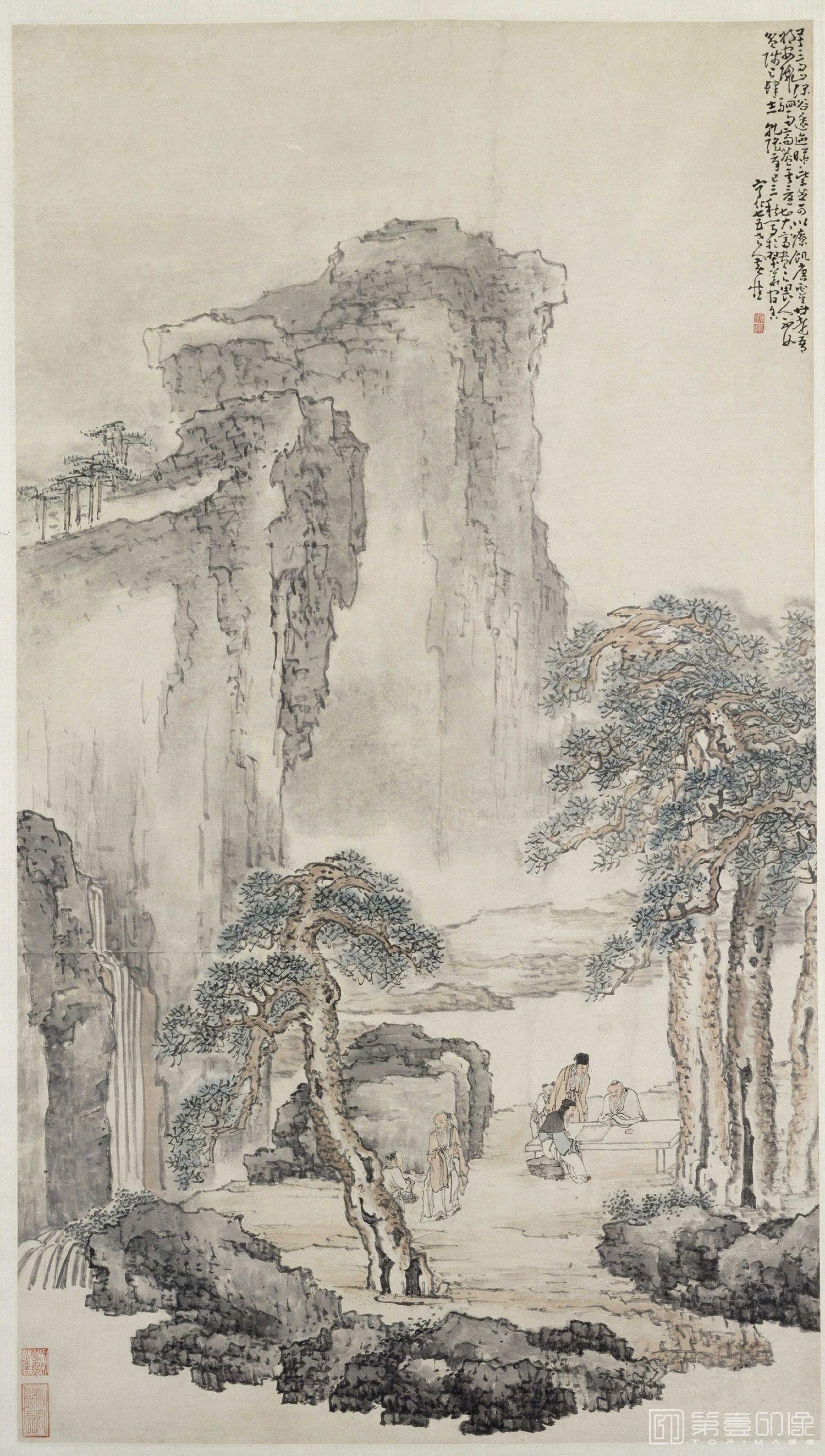 国画-商山四皓图-155.6x31