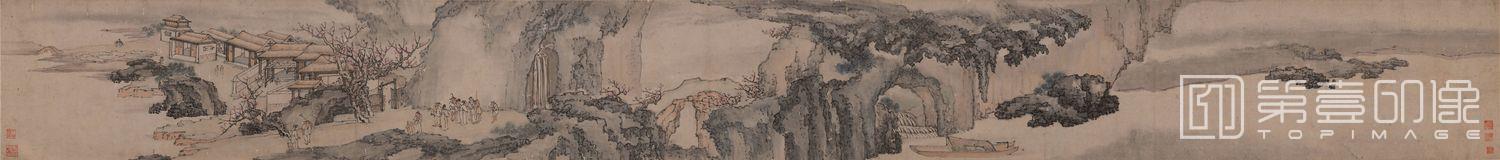 国画-桃花源图卷 (画心)-37x347