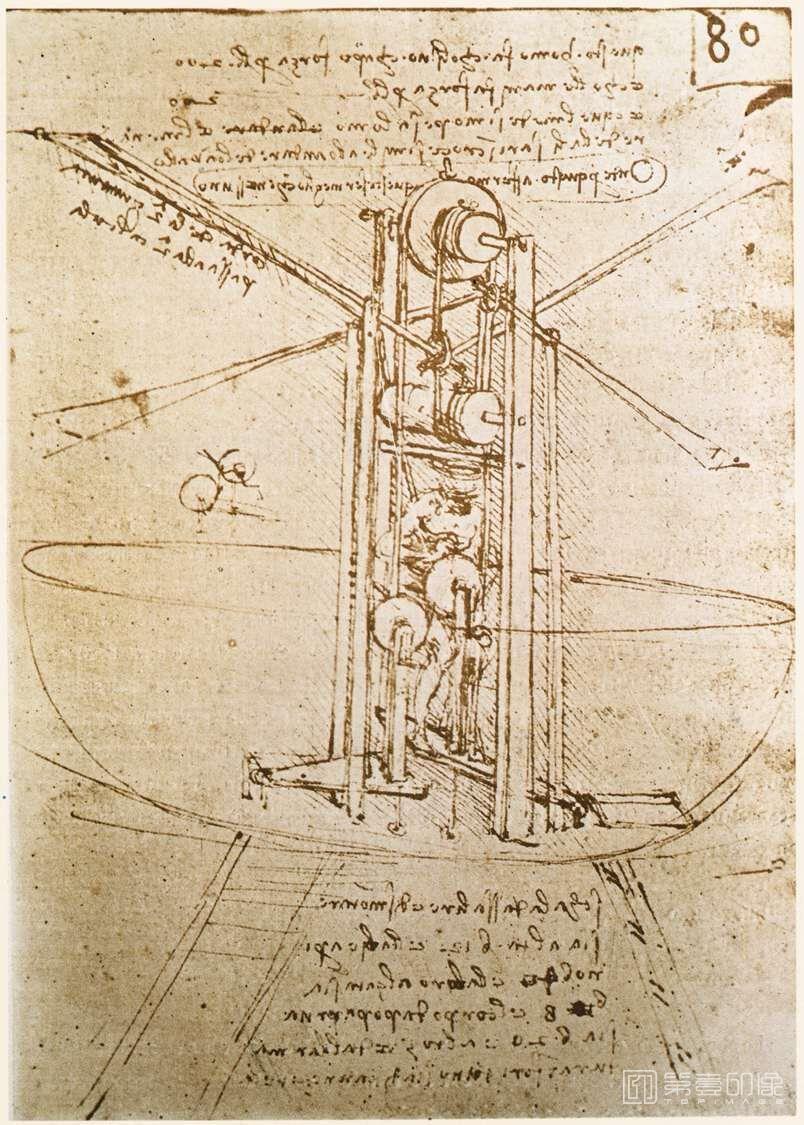 手绘-素描-Летательный аппарат (ок.1487) (Париж, библиотека Французского института)