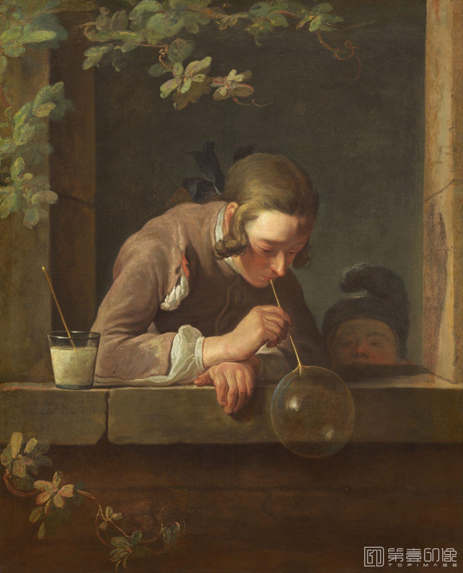 油画-西方-夏尔丹-油画-Soap bubbles