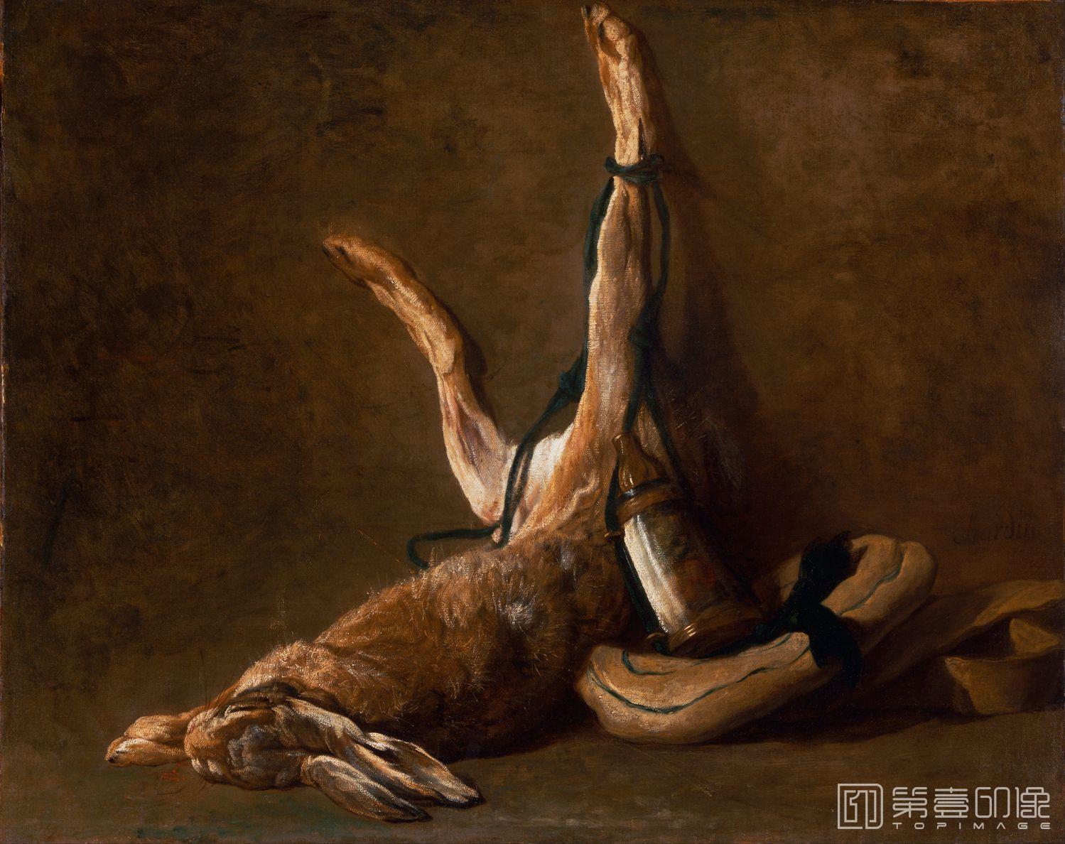 油画-西方-夏尔丹-油画-Still Life with a Hare