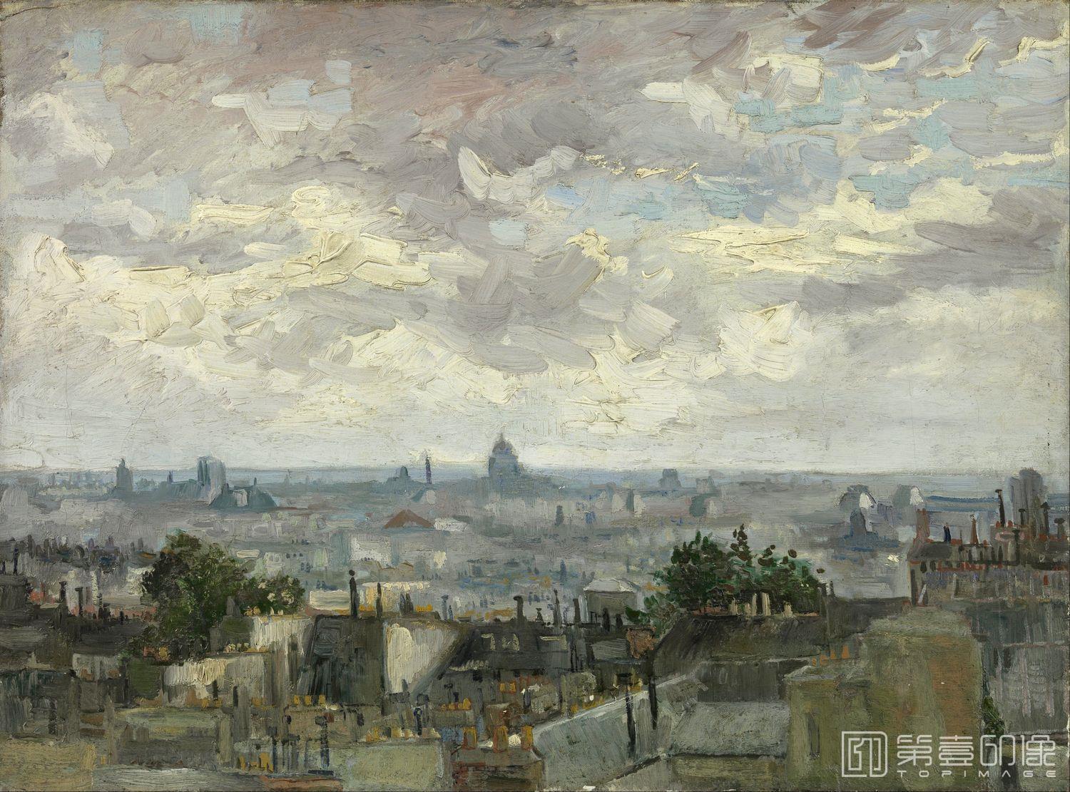 水彩画-西方-梵高-View of Paris (June 1886 - July 1886)