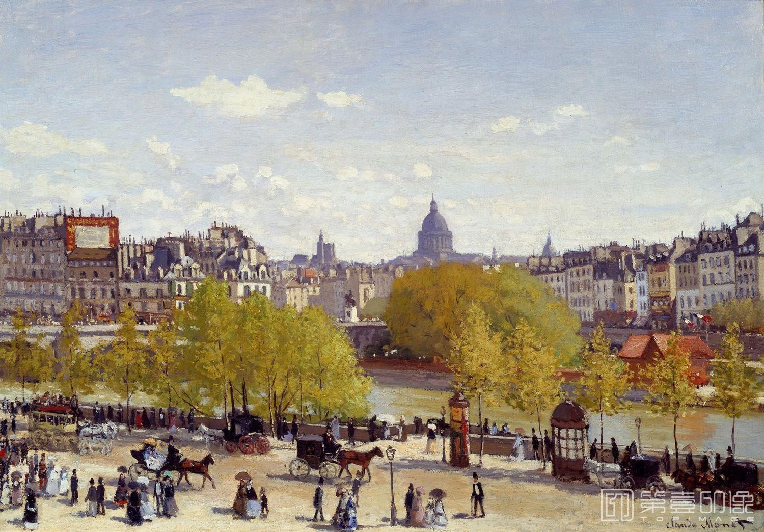 油画-西方-莫奈-Quai du Louvre, 1867