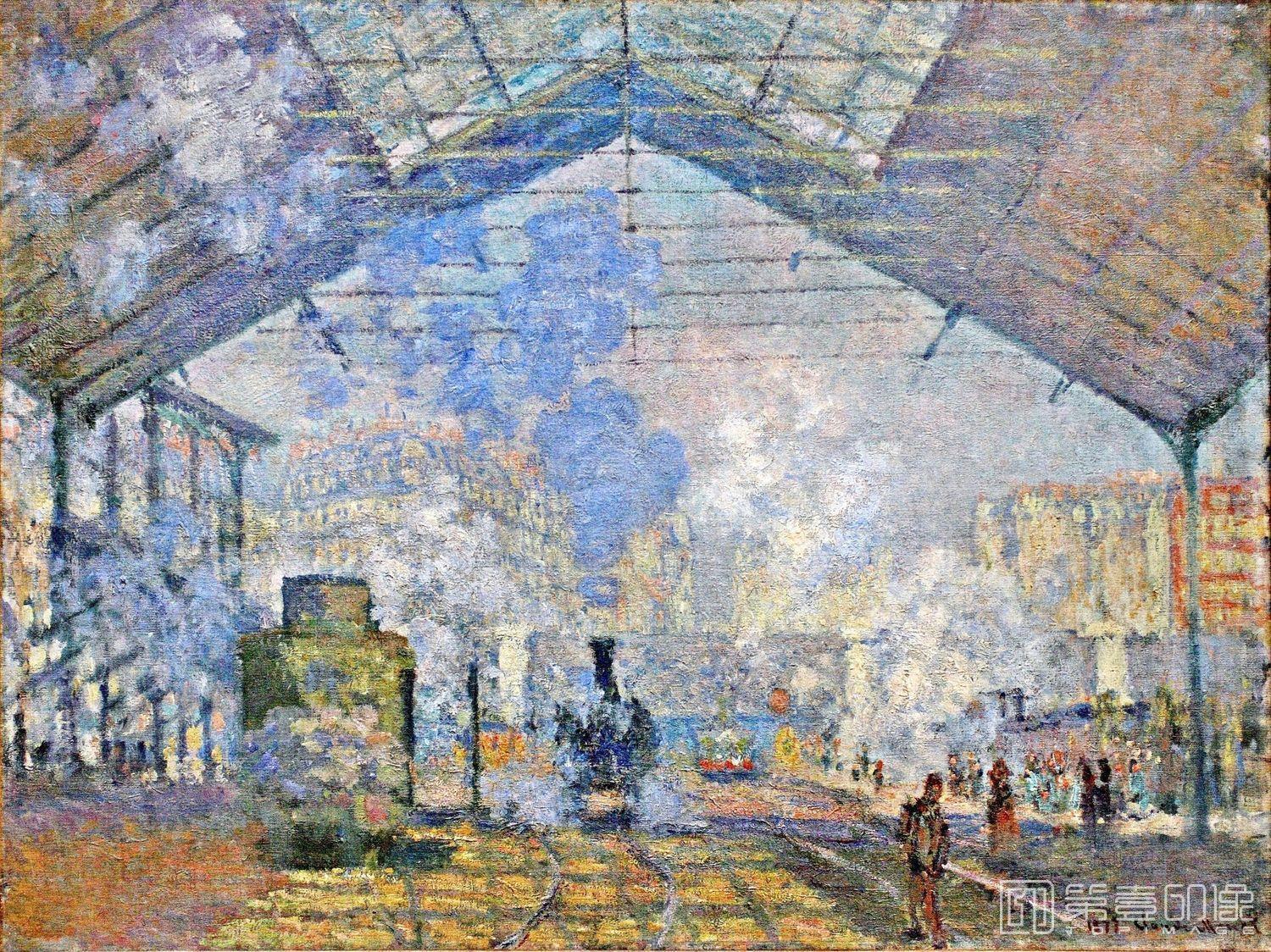 油画-西方-莫奈-Saint-Lazare Station, Exterior View, 1877 1
