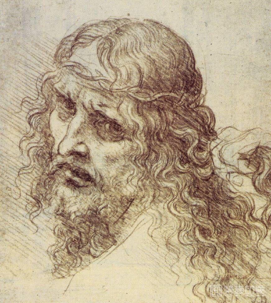 素描-西方-达芬奇-素描-Голова Христа в терновом венце (1490-1495)