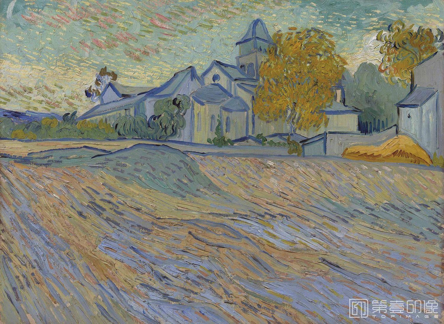 油画-Blick auf die Kirche von Saint-Paul-de-Mausole
