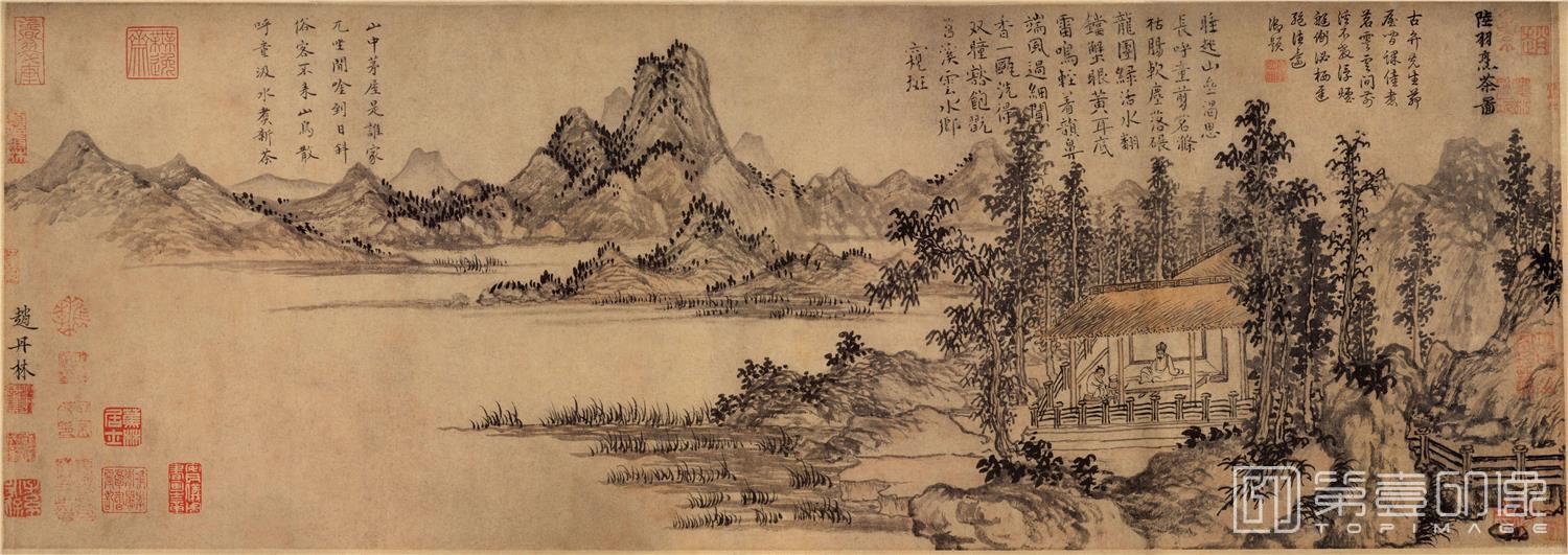 国画-陆羽烹茶图 27x78-001