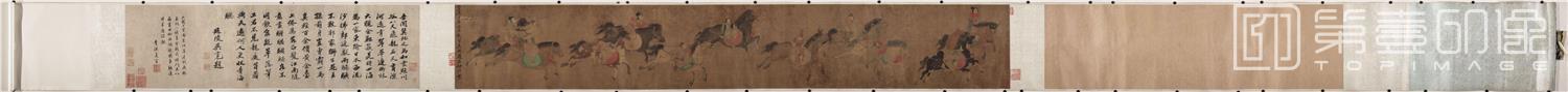 国画-马戏图卷绢本26.7x172.7