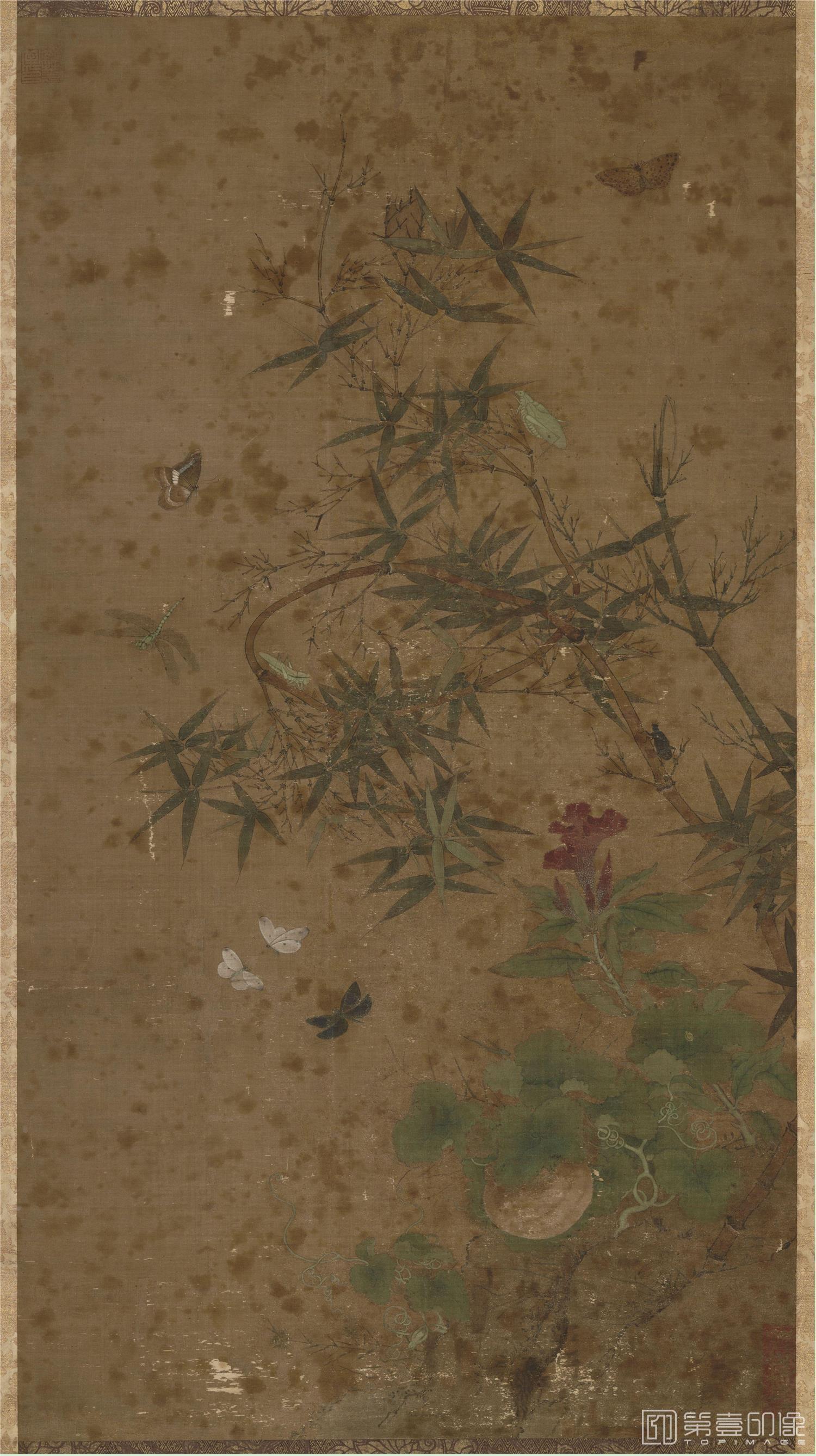 国画-竹虫图轴100×54