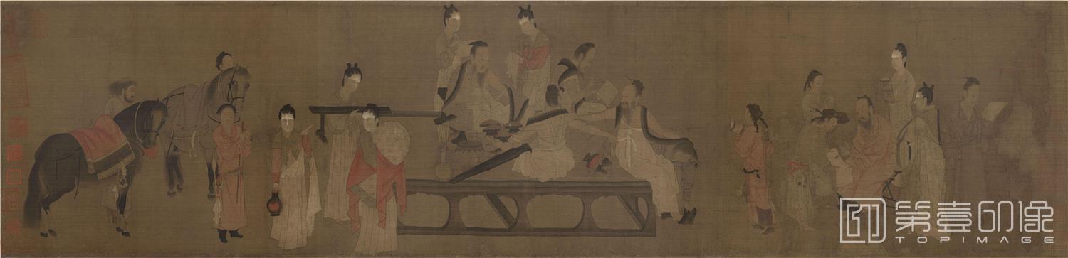 国画-北齐校书图 (宋摹本残卷画芯)