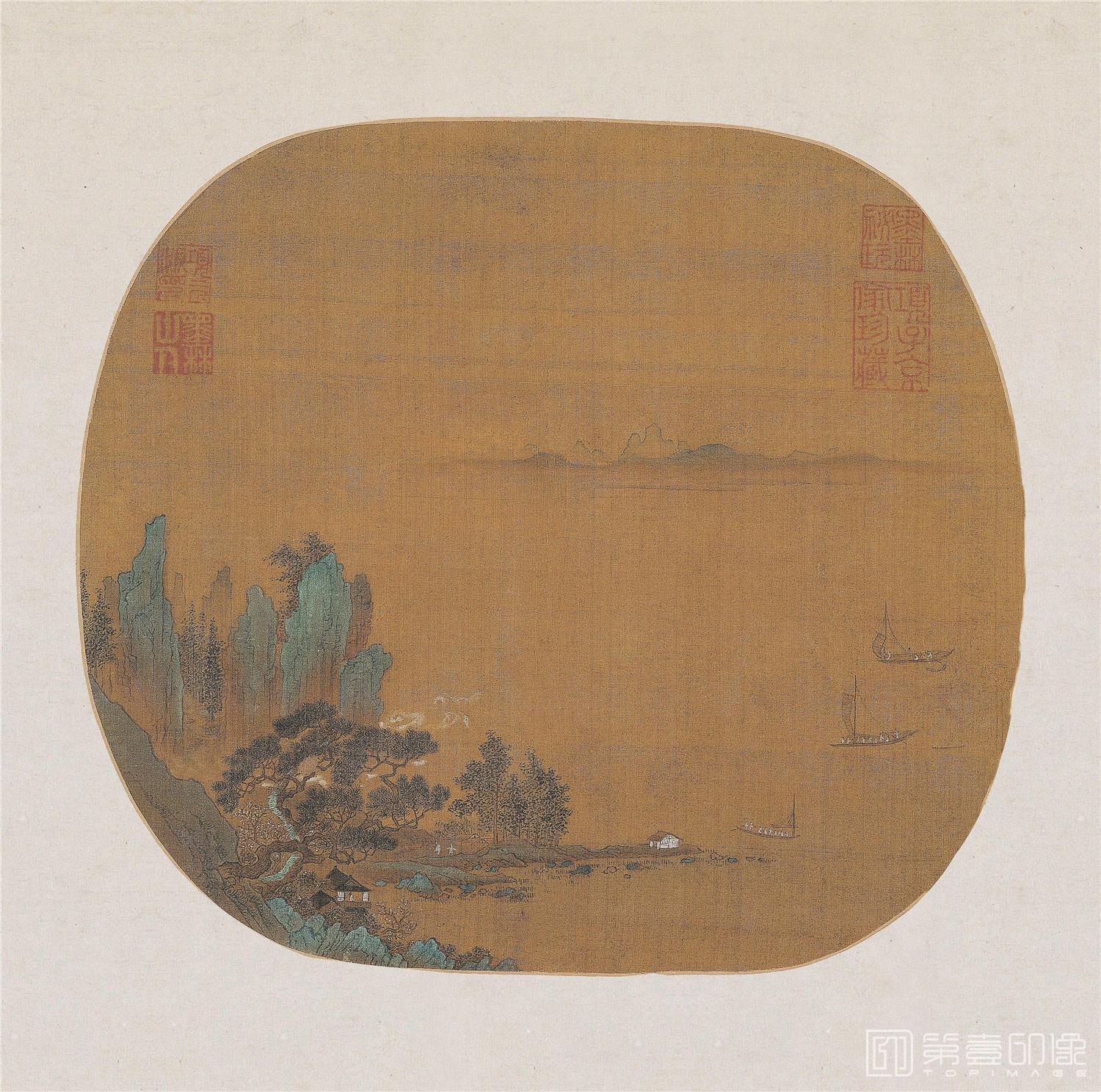 国画-澄江碧岫图23.8x26.3