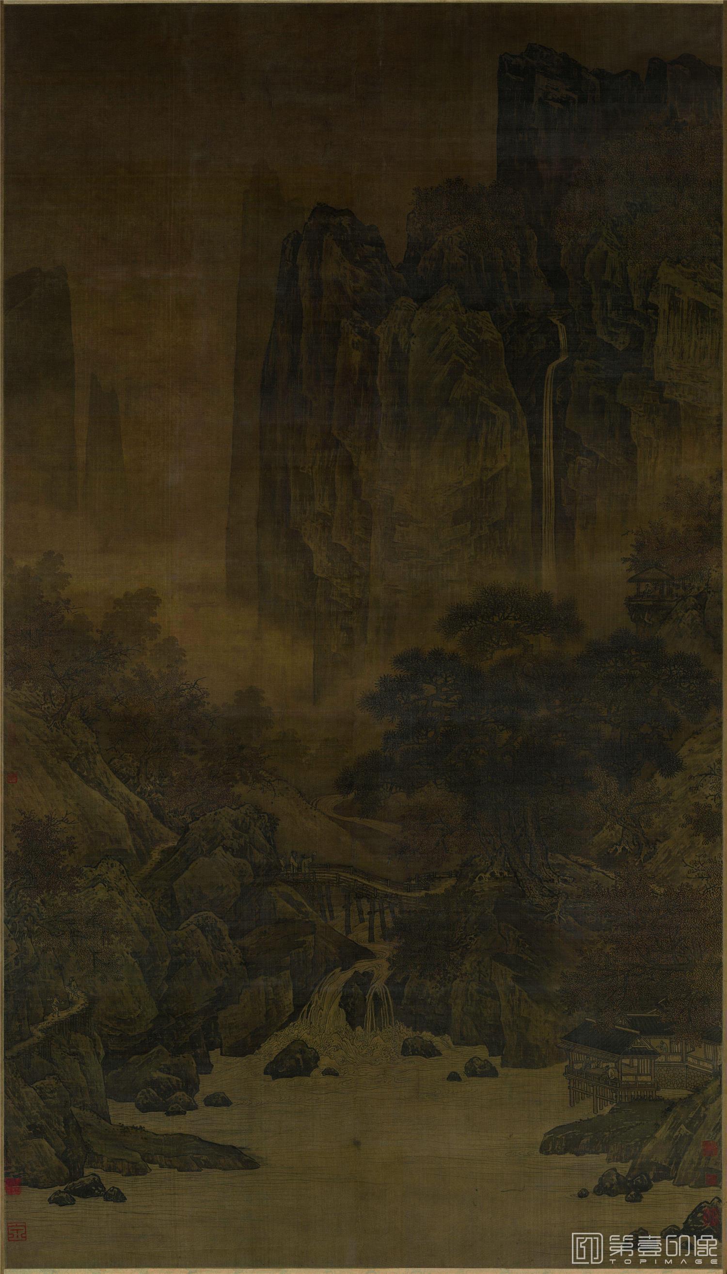 国画-秋山红树图轴绢本197.8x111.8