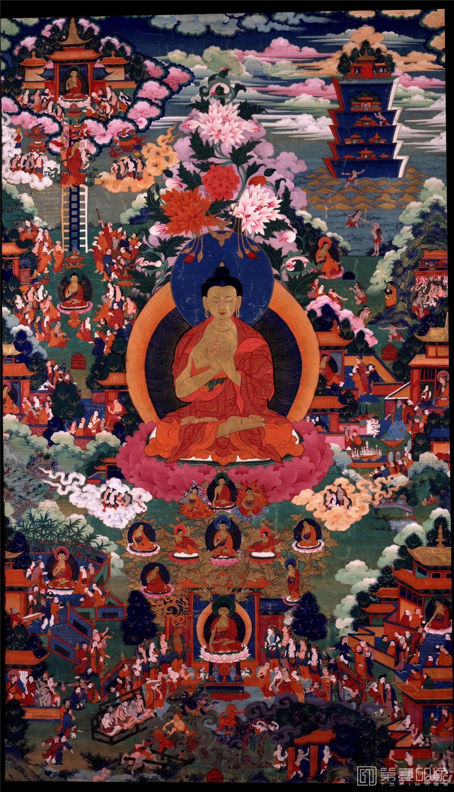 壁画-唐卡 释迦牟尼佛 -佛教譬喻布鲁克林博物馆 画