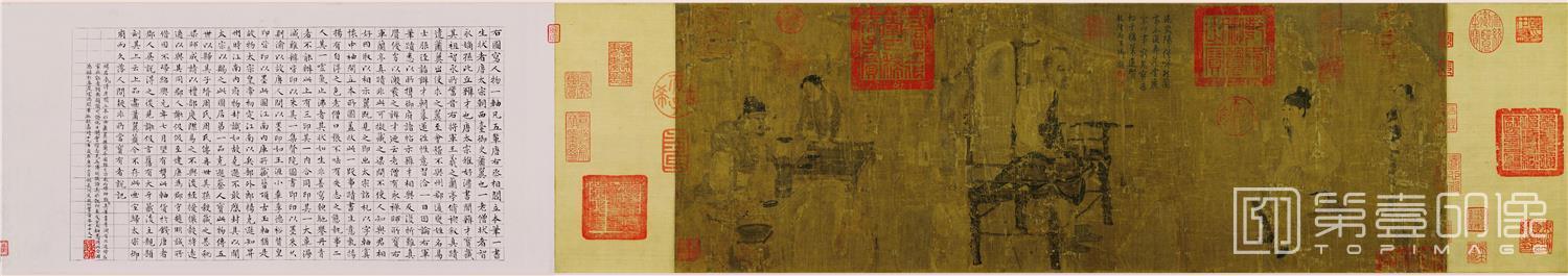 国画-萧翼赚兰亭图 绢本28x158