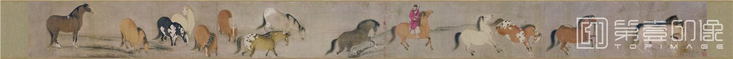 国画-十六神骏图卷 (全卷)纸本27x333