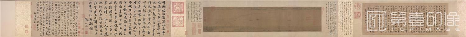 国画-钱塘观潮图 (全卷)绢本设色25.5x70.4