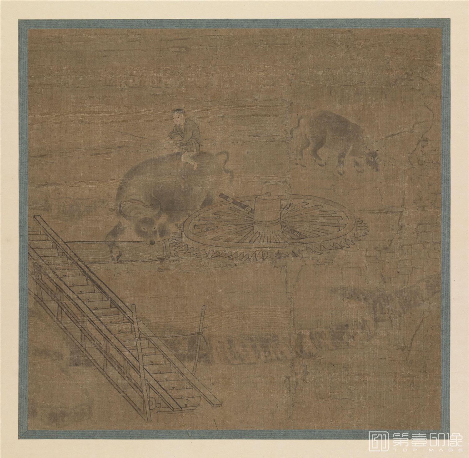 国画-龙骨车图 25.6×26