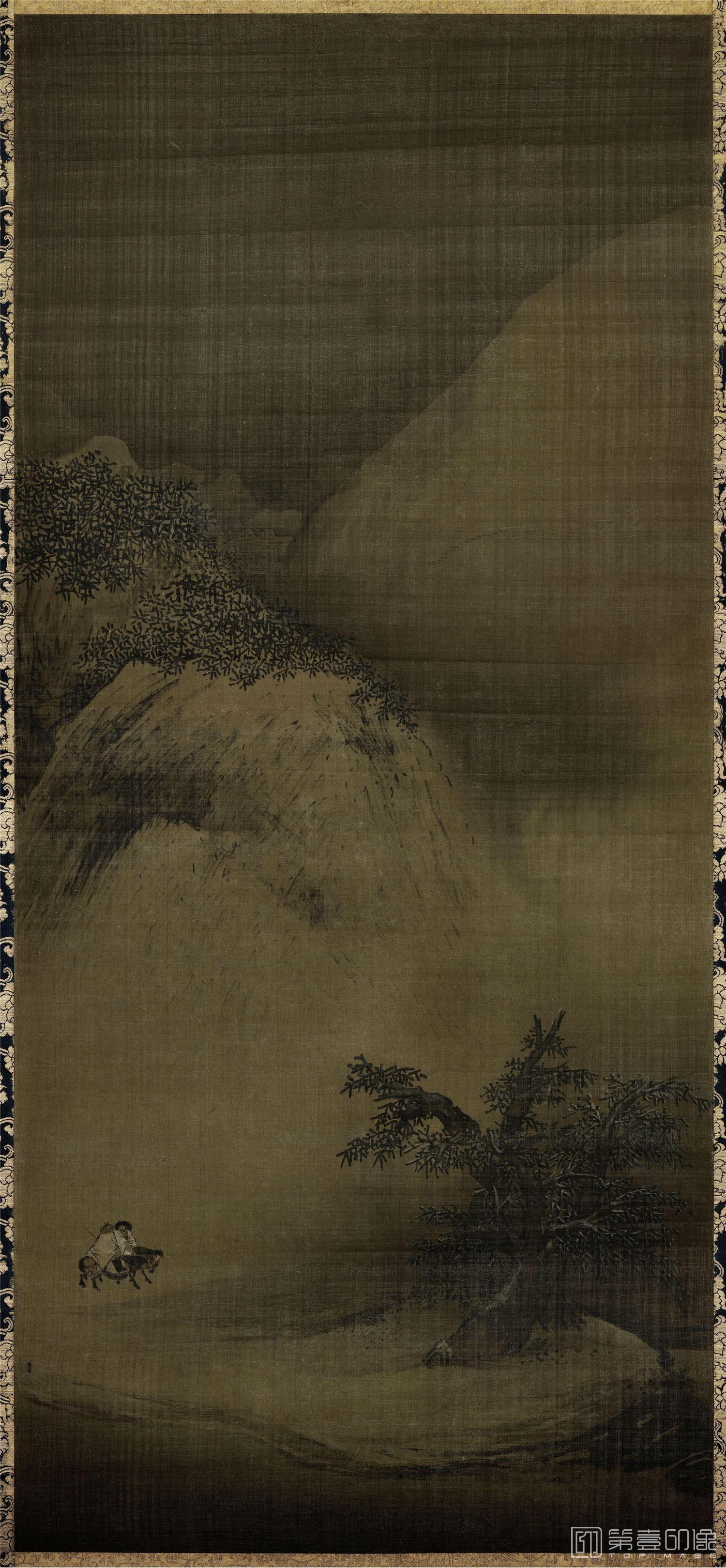 国画-雪景山水图绢本111.3x49