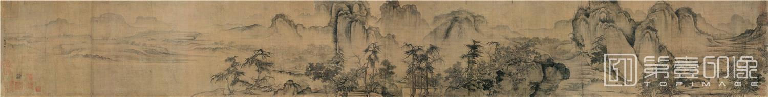 国画-溪山秋霁图 ( (画心) 绢本45.2X206