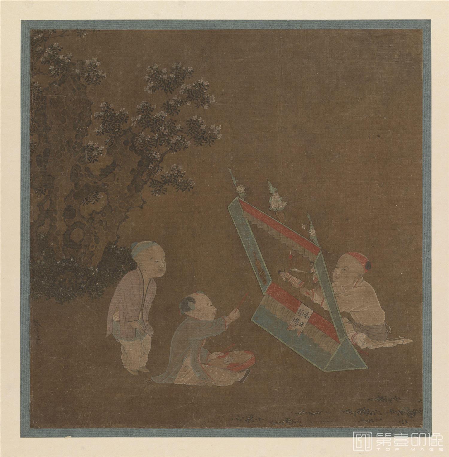 国画-侲童傀儡图 23.6×23