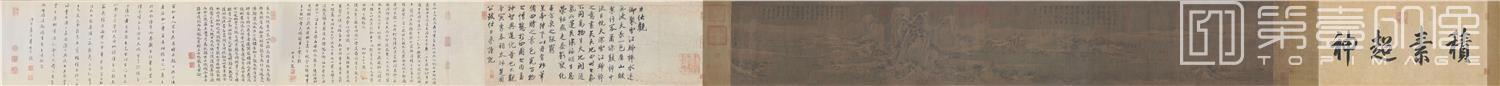国画-雪江归棹图卷 (全卷)绢本设色30.3×190.8