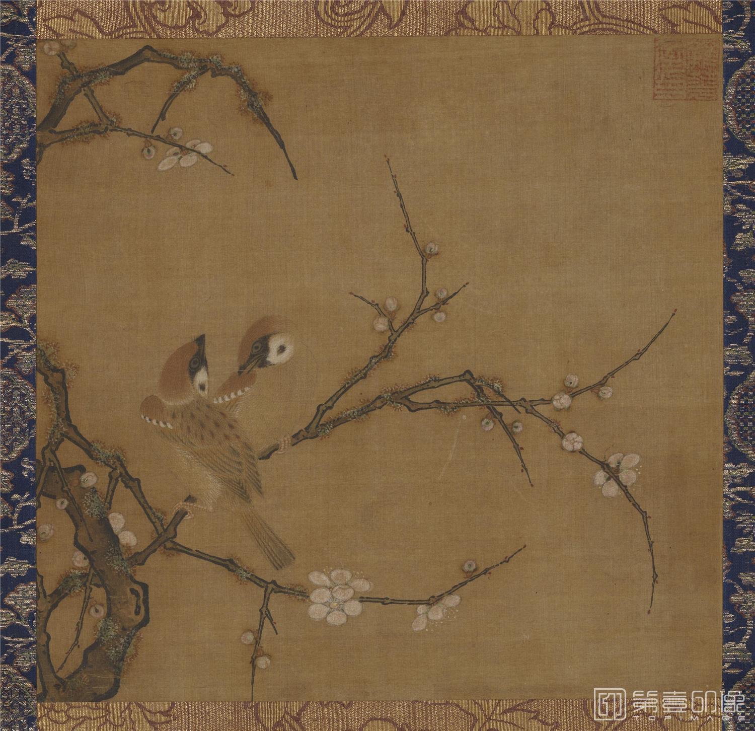 国画-梅花双雀图28.0×29.0日本东京