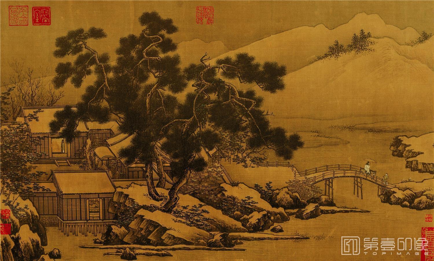 国画-四景山水图-冬