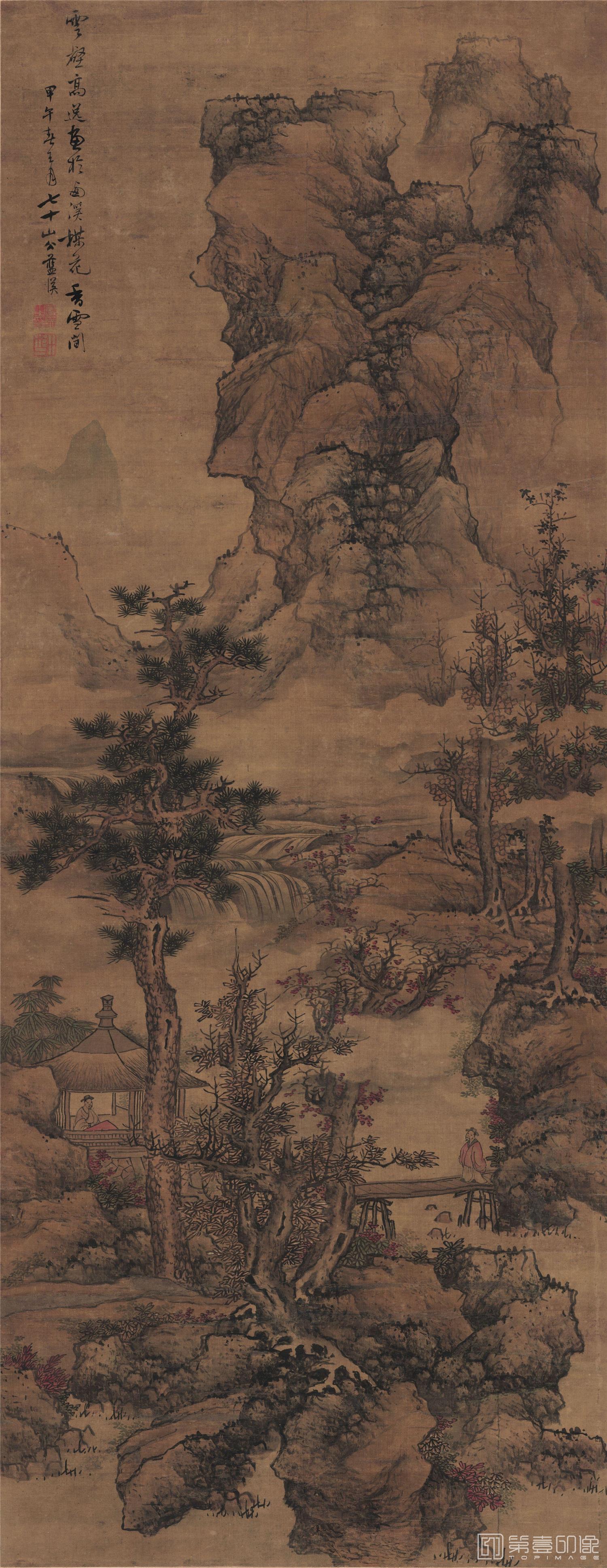 国画-云壑高逸图 绢本 66.8x172.4